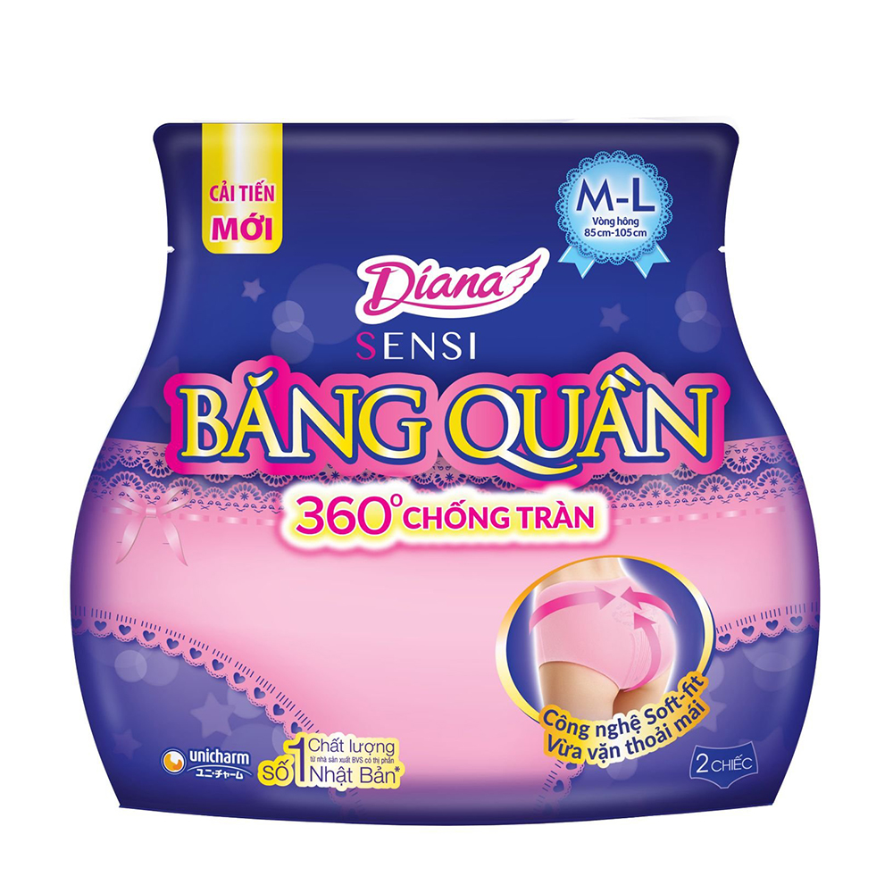 Băng vệ sinh ban đêm dạng quần Diana Super Night Size M-L (2 chiếc/gói)