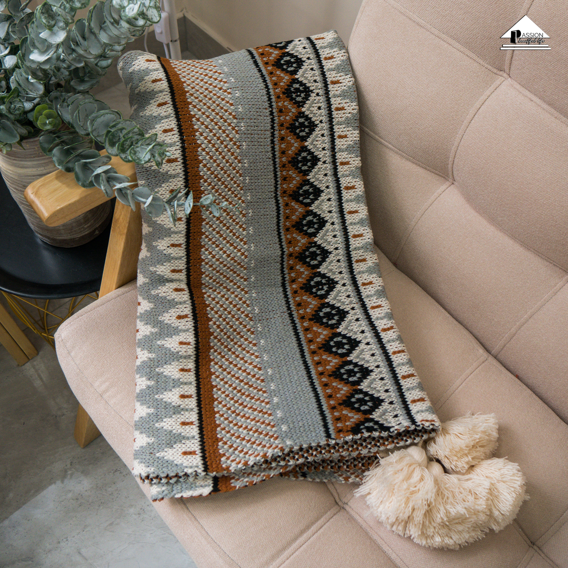 Chăn Đan Len Dệt Kim Boho Trang Trí Sofa