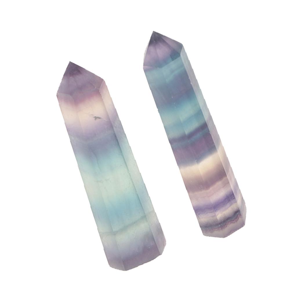 Natural Stone Hexagonal Crystal Column Colorful Fluorite Column Ornaments A