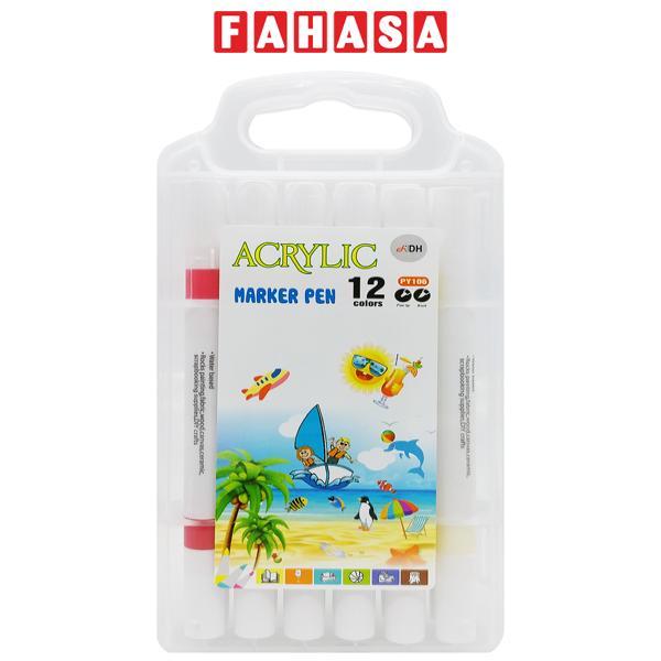 Hộp 12 Bút Lông Màu 2 Đầu Acrylic Marker Pen - DH PY106