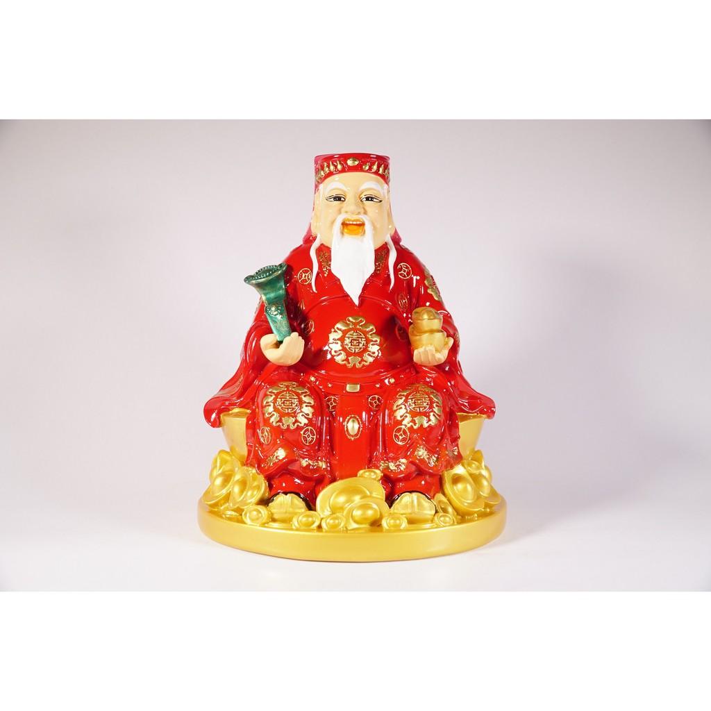 Tượng thờ Thần Tài Thổ Địa lớn vẽ màu áo đỏ - Cao 22cm