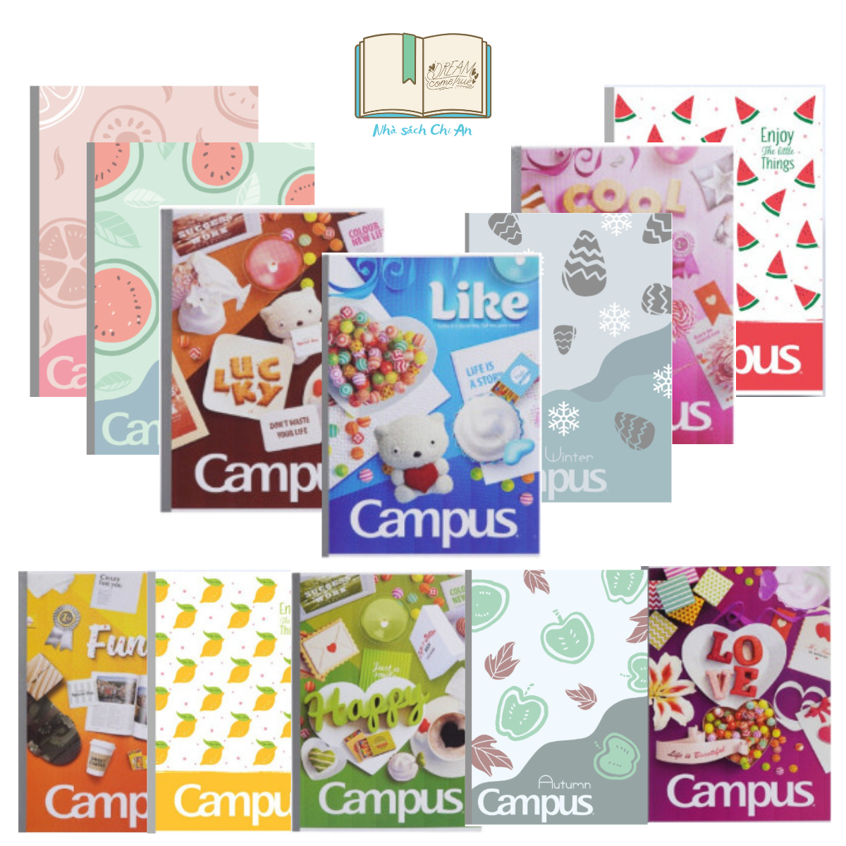 Vở kẻ ngang Campus 80/120 trang Four Season 2/ Gift / Enjoy nhiều hình dáng đáng yêu