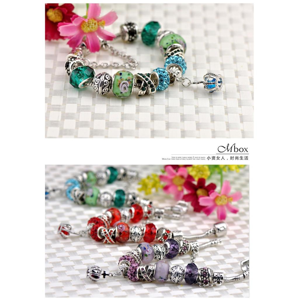 Vòng tay vương miện charm hoa