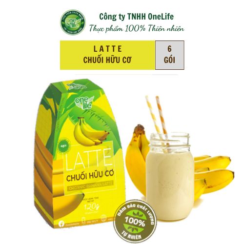 Trái Cây Sạch - Latte Chuối Hữu Cơ OneLife - Sinh Tố Chuối (Hộp 6 gói)