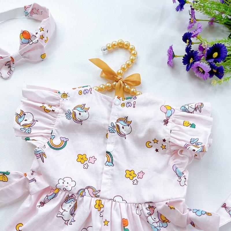 Bodysuit Hoạ Tiết Ngựa Pony Bé Gái Sơ Sinh Đến 12kg, Áo Liền Quần Bé Gái Chất Thô Lụa Mềm Mát [B210