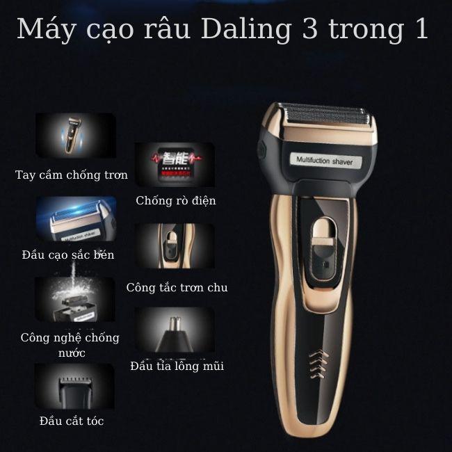 Máy Cạo Râu Đa Năng 3 in 1 - Máy Cạo Râu Khô Không Đau Rát Với 2 Lưỡi Cạo Siêu Nhanh Siêu Sắc