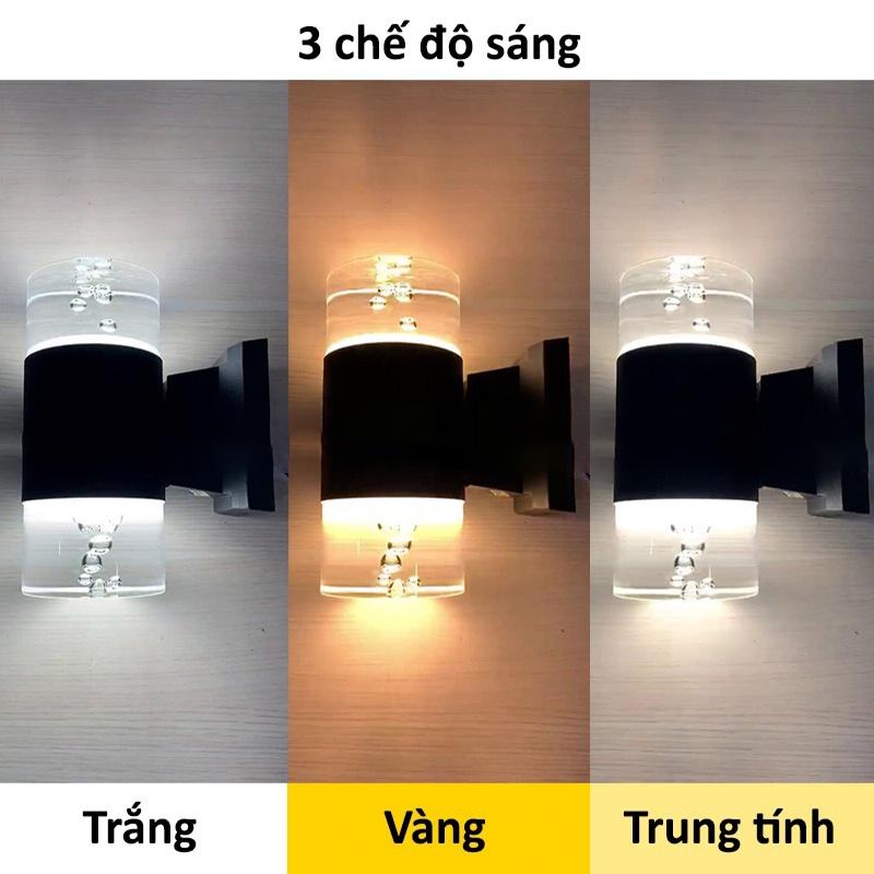 Đèn tường ngoài trời hai đầu hiện đại UPLED chống nước 3 chế độ sáng, trang trí ngoại thất ngôi nhà