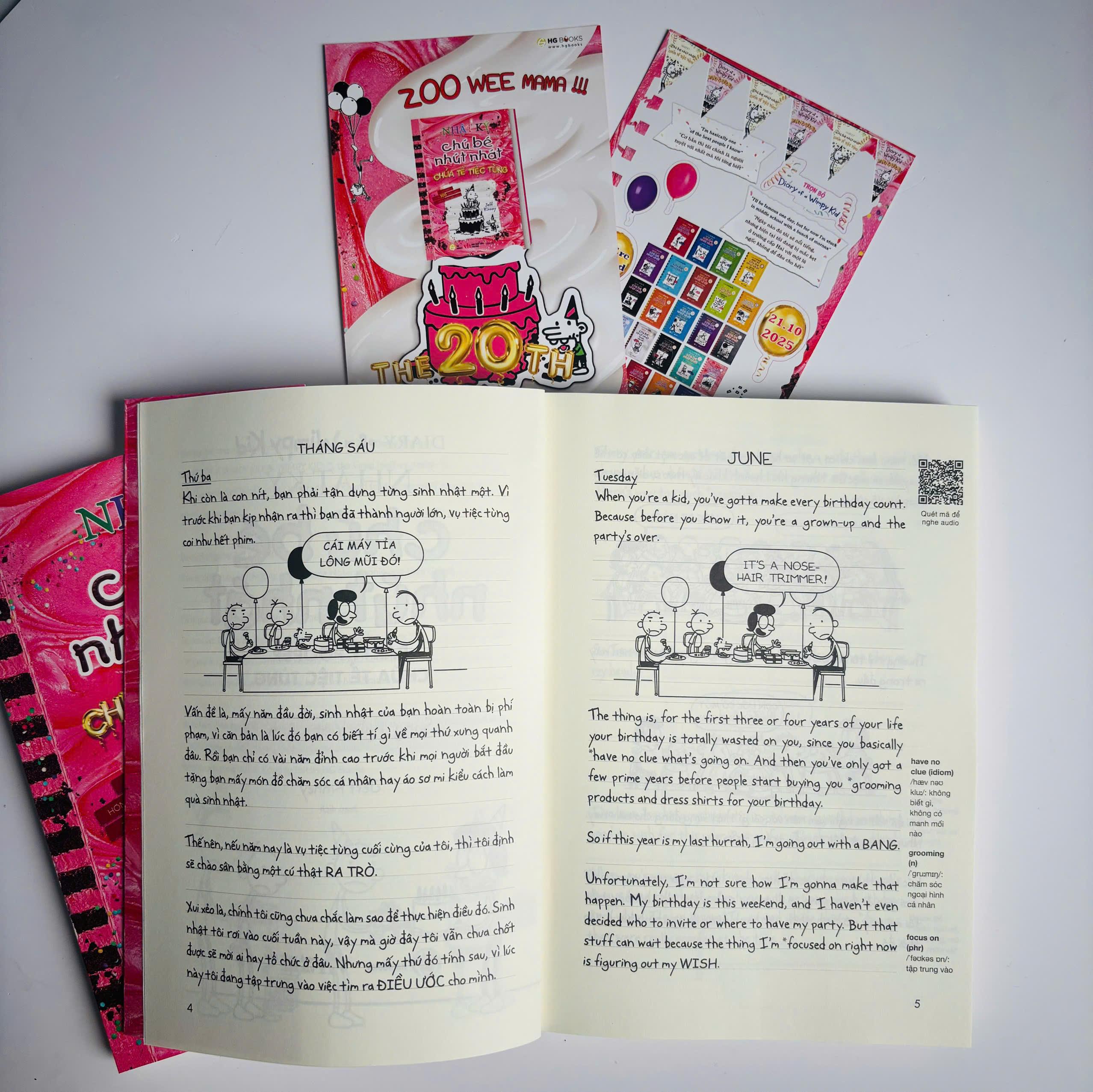 Sách - Diary Of A Wimpy Kid - Nhật Ký Chú Bé Nhút Nhát - Tập 20 - Chúa Tể Tiệc Tùng - Partypooper (Song Ngữ Việt-Anh)