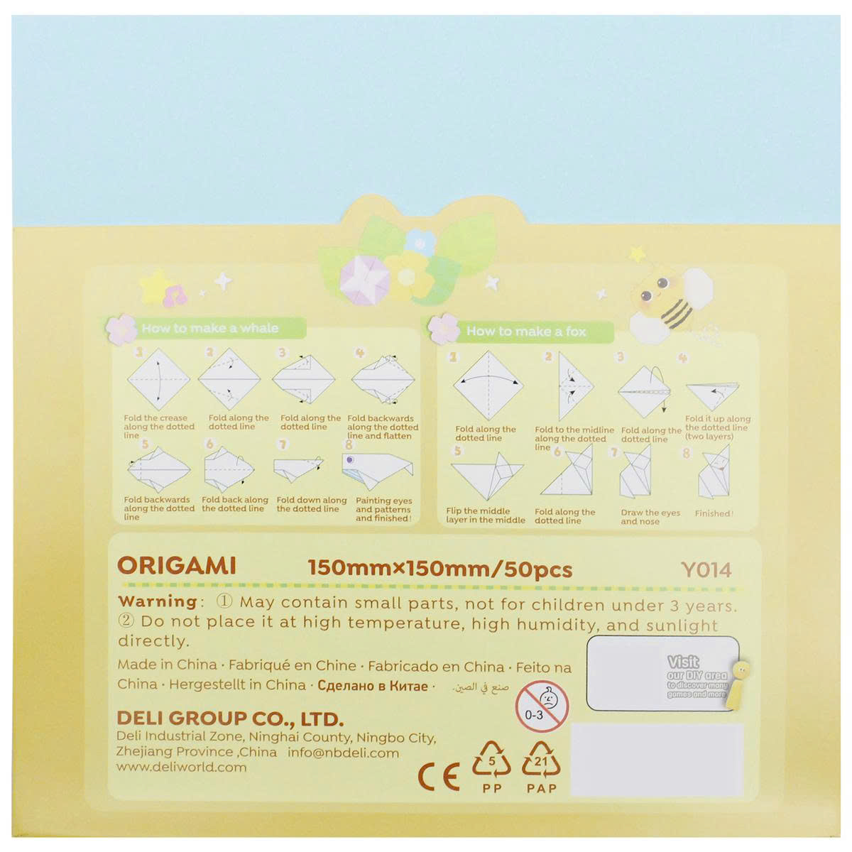 Giấy Gấp Thủ Công Origami - 15 x 15 cm - 10 Màu - Deli EY014 (50 Tờ/Xấp)