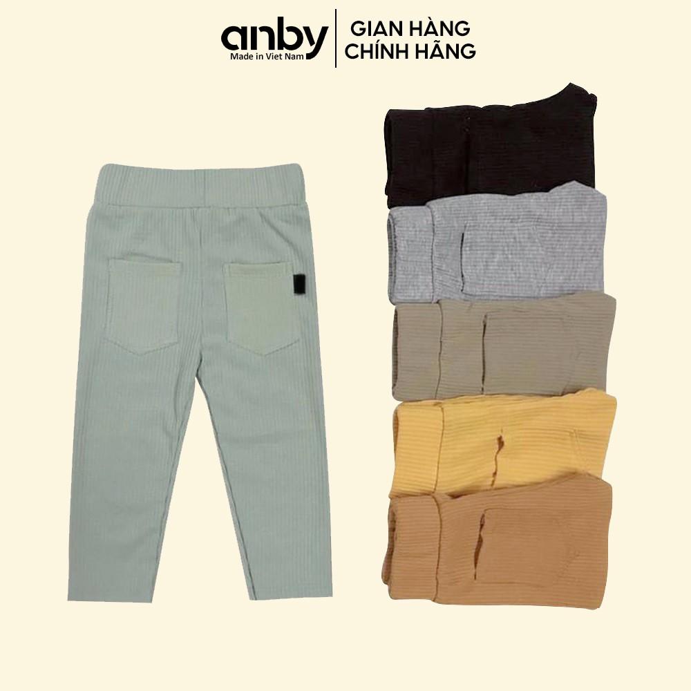 Quần legging cho bé từ 0 đến 5 tuổi ANBY thun gân len tăm đính 2 túi sau màu trơn co giãn