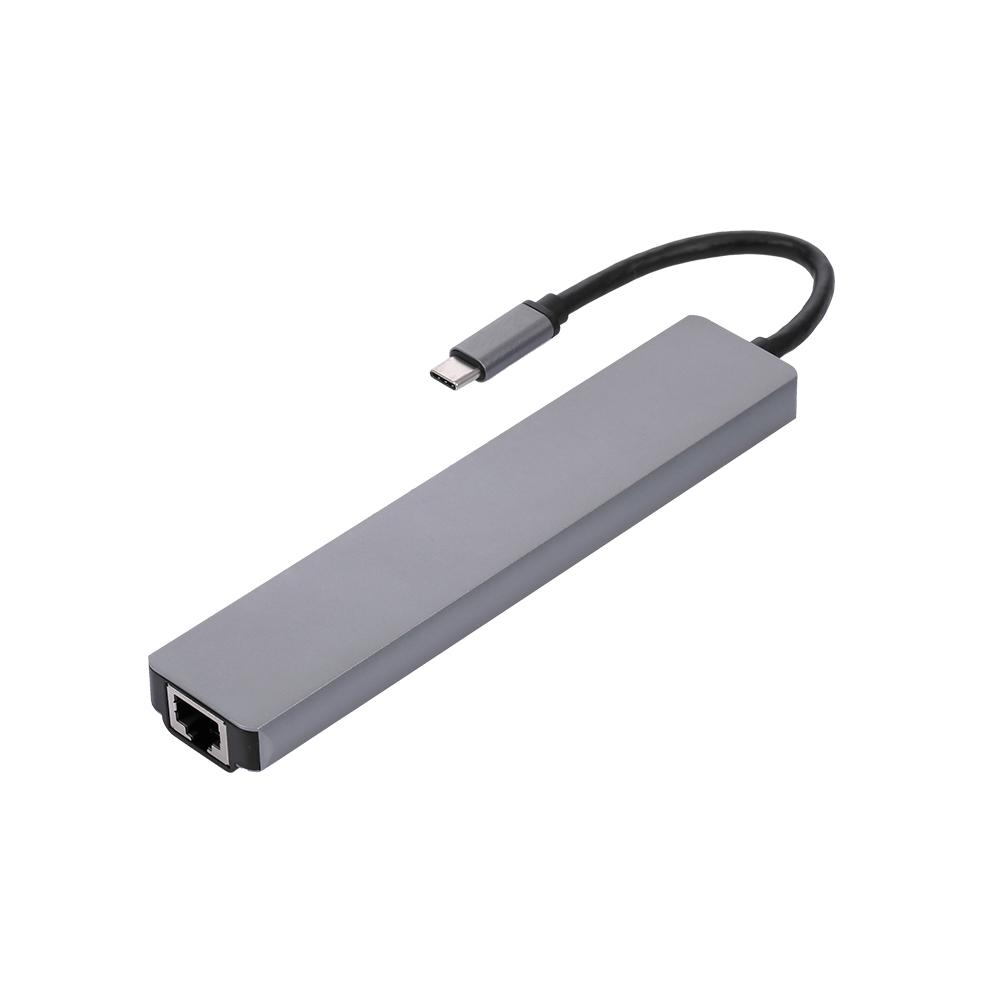 Bộ chuyển đổi đế cắm cho máy tính xách tay đa chức năng 8IN1 USB-C Type-C sang PD + USB * 2 + HDTV + Type-C + SD + TF + RJ45 87W Adapter