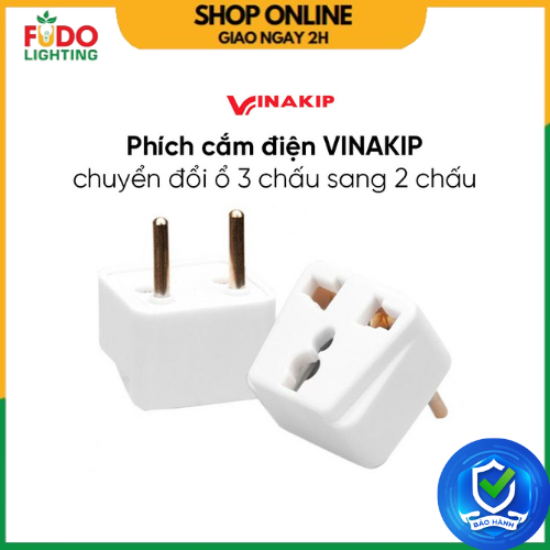 Phích cắm điện Vinakip chuyển đổi ổ 3 chấu thành 2 chấu đa năng 10A 250V (1 cái)