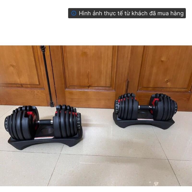 Hai bộ tạ tay điều chỉnh khóa số tự động Đa Năng 48kg (Có khay đựng)