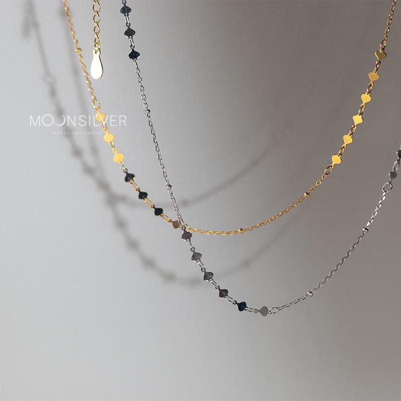 Dây chuyền mạ vàng 14k Moonsilver lấp lánh, vòng cổ phủ vàng trơn sang trọng