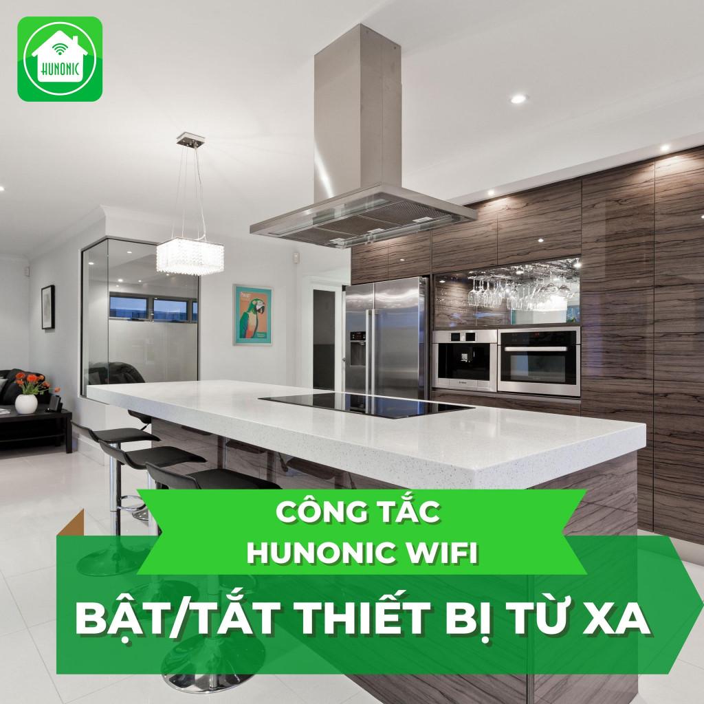 Ổ Cắm Tích Hợp 2 Nút Công Tắc Wifi Hunonic Datic Bật Tắt Từ Xa Trên Điện Thoại &amp; Ra Lệnh Giọng Nói