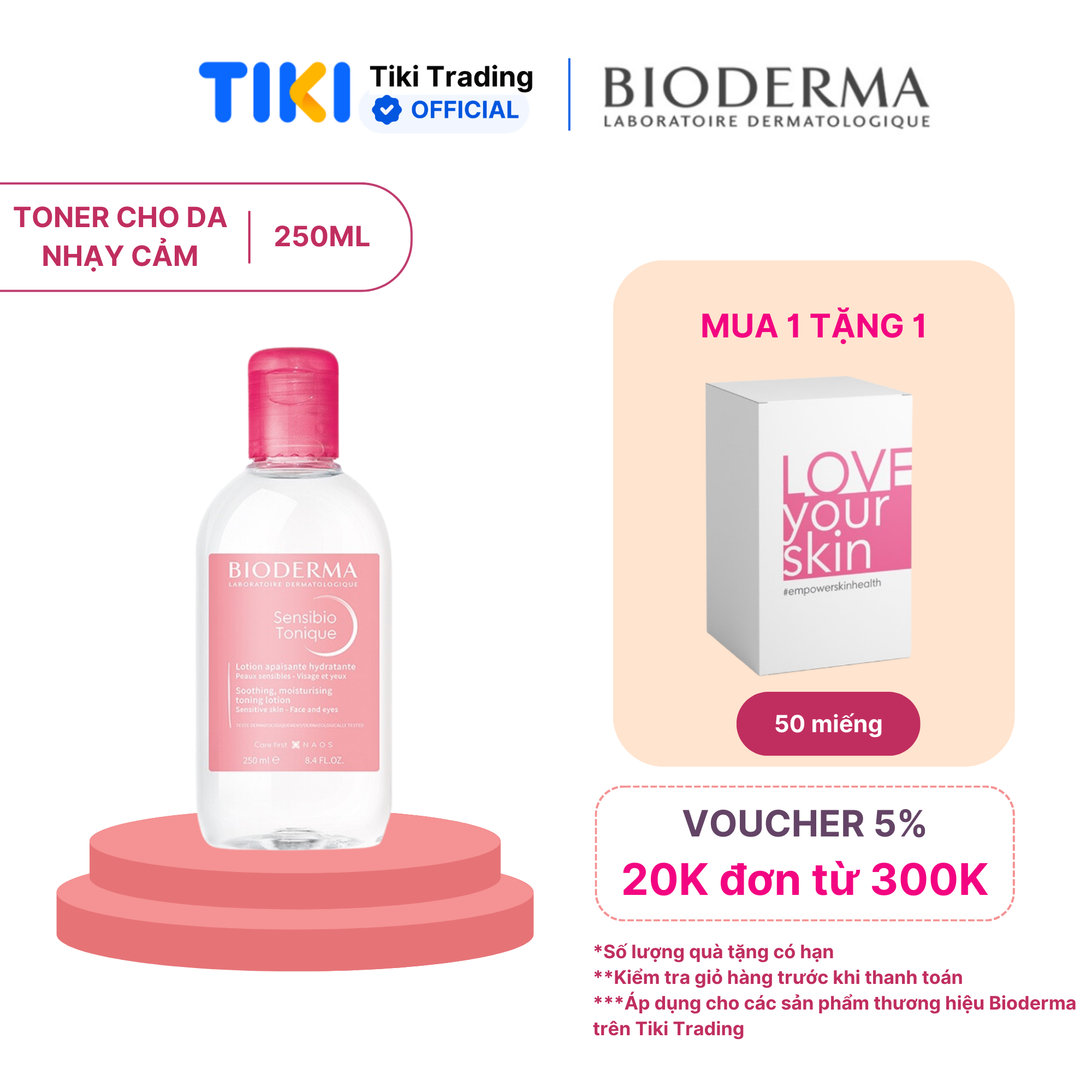 Dung dịch cân bằng, dưỡng ẩm và làm dịu cho da nhạy cảm Bioderma Sensibio Tonique