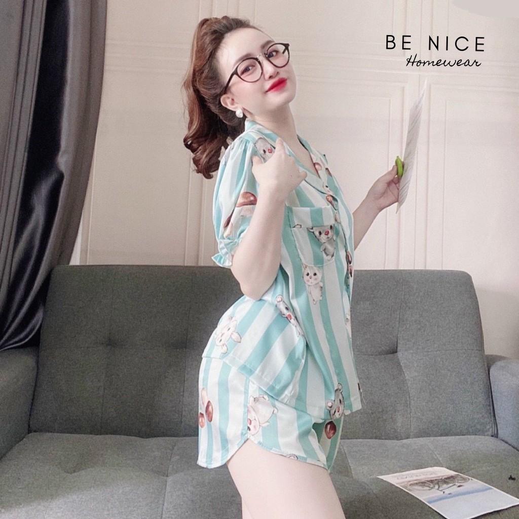 Set lụa short pijama tay phồng siu cưng