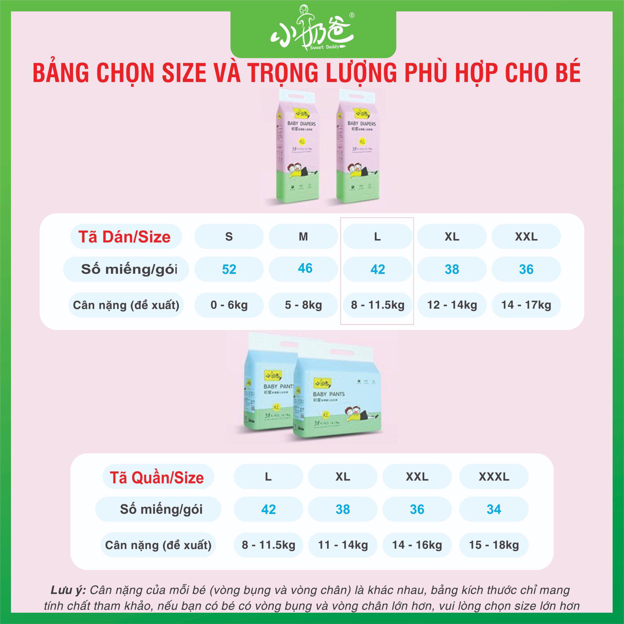 Tã quần Sweet Daddy ECONOMIC chính hãng - Size L42/XL38/XXL36/XXXL34