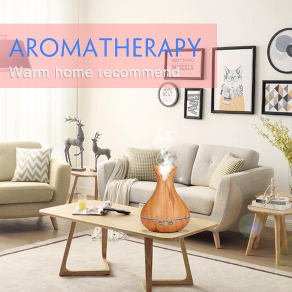 Wood Grain Air Humidifier Aroma Essential Oil Diffuser Office Home Decor