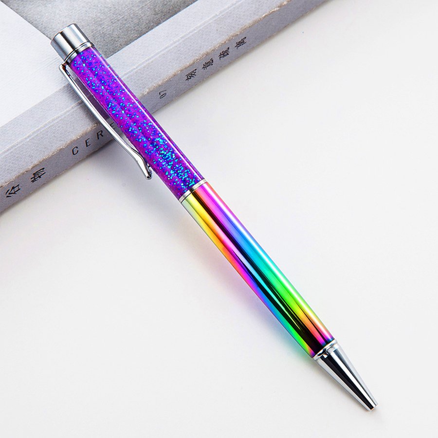 Bút bi xoay vỏ kim loại thủy tinh nhũ kim tuyến - nhiều màu - tặng 1 ruột bút và hộp đựng bút