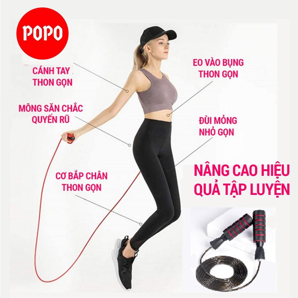 Dây nhảy thể dục hỗ trợ tập luyện giảm cân, giảm mỡ POPO lõi thép chịu lực tốt tay nắm bọt xốp, thoáng khí