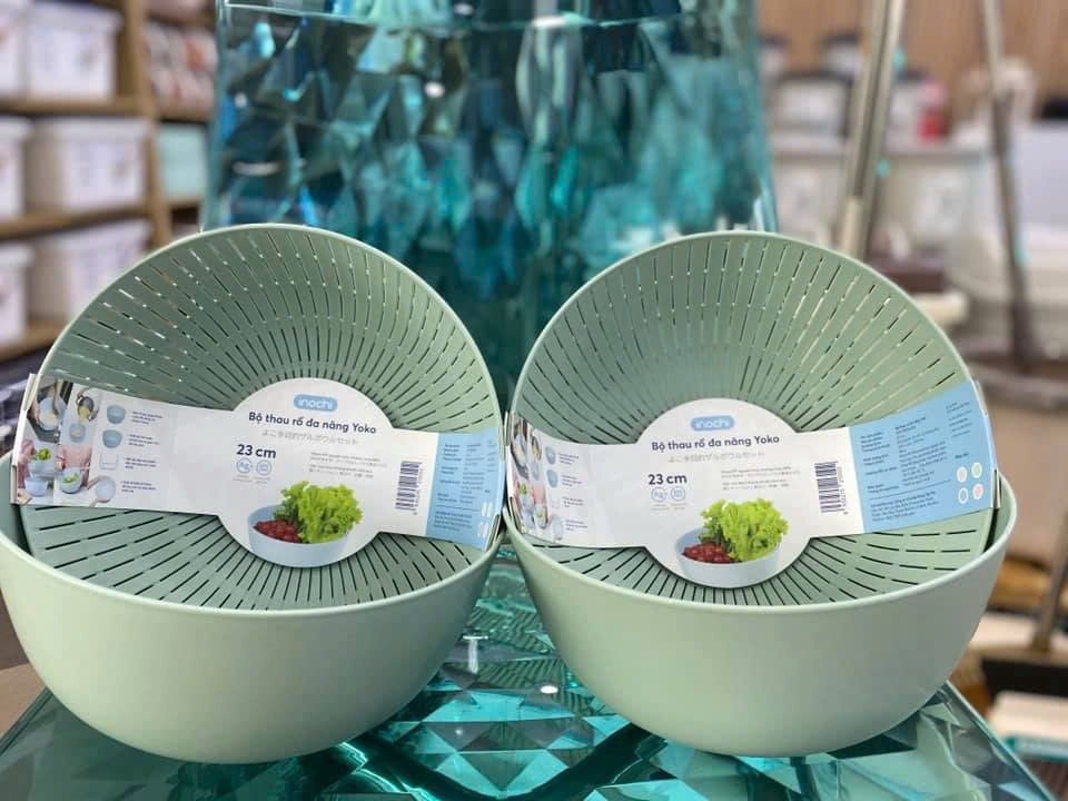 Bộ thau rổ đa năng Yoko 23 cm - Thau đựng thực phẩm, Rổ rửa rau củ quả - Hàng chính hãng INOCHI - Tiêu chuẩn Nhật Bản
