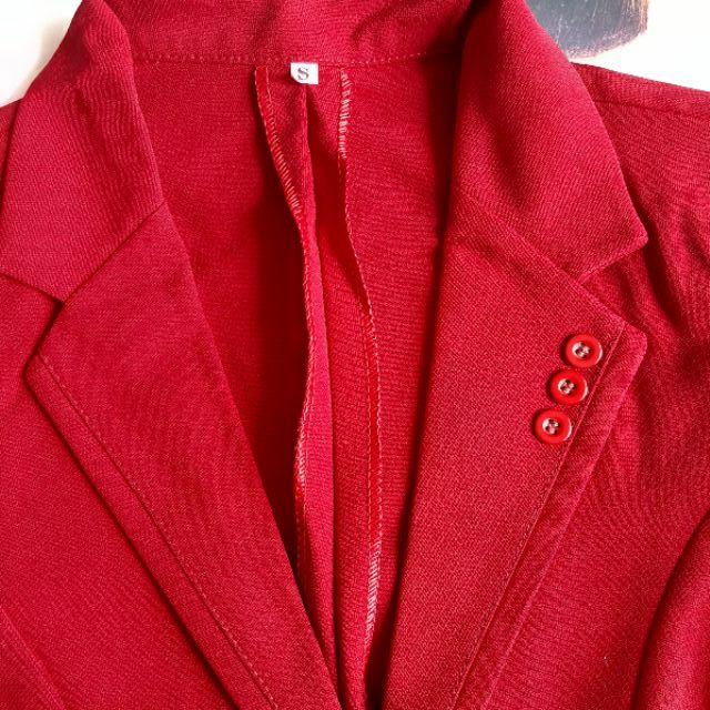 Áo Vest công sở nữ tay dài màu đỏ đô Viền Đỏ LC18, hàng cao cấp, được đổi trả thoải mái