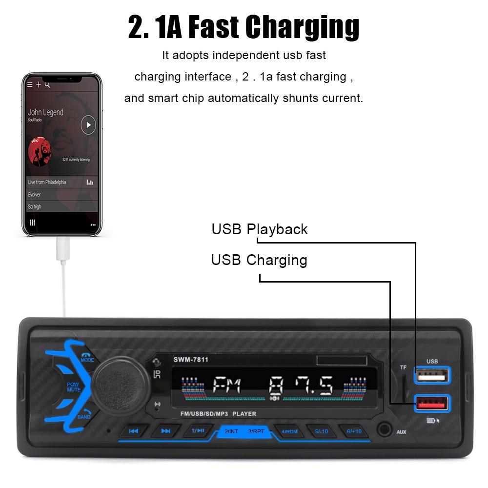 Đầu máy phát thanh rảnh tay đa phương tiện SWM-7811/7812 1-DIN cho xe hơi