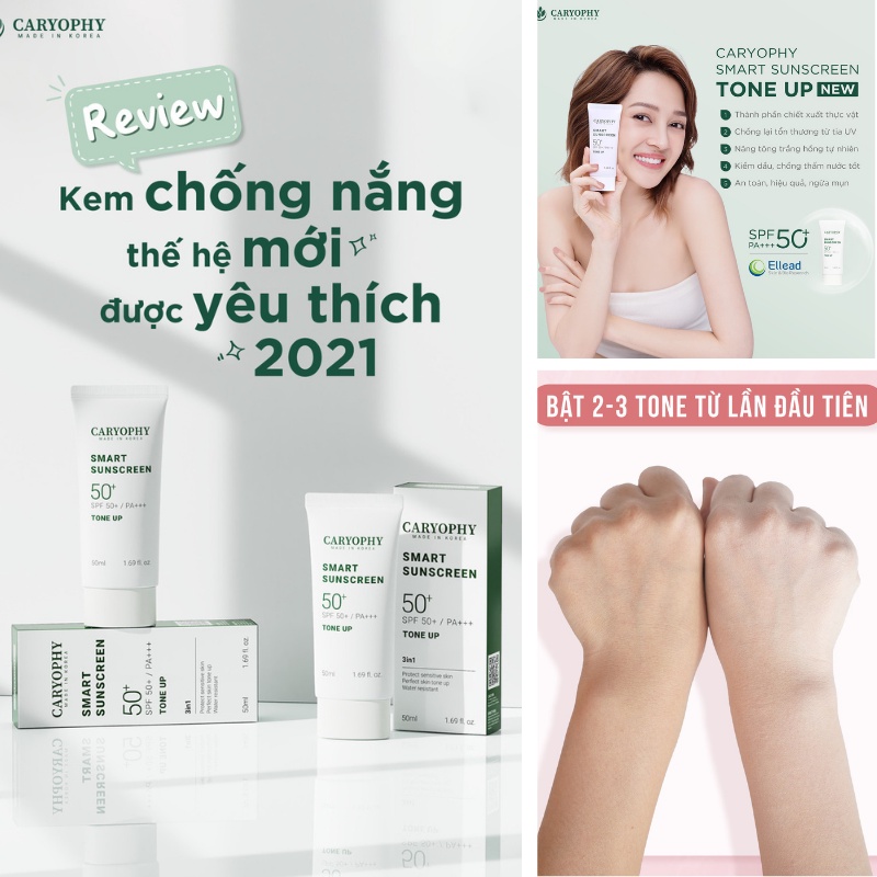 Kem chống nắng ngừa mụn nâng tone Caryophy Smart Tone-up Sunscreen CARYKCNNM