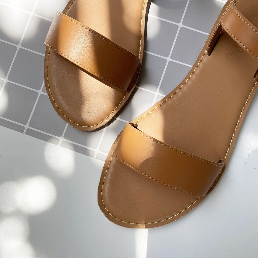 Sandal nữ đế bệt quai ngang chính hãng Hishoo có Bigsize S021
