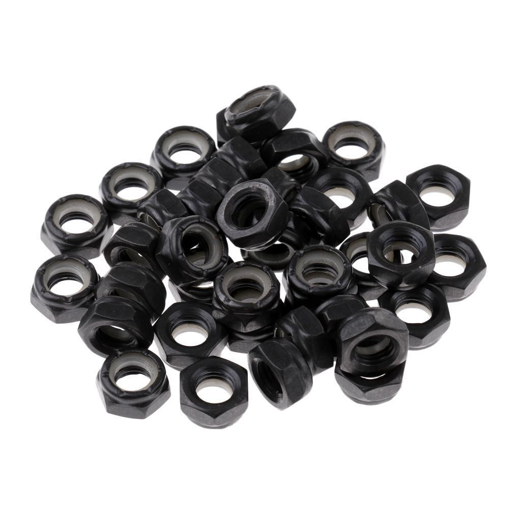 40 Pcs Skateboard Longboard Truck Wheels Axle Nuts + 40 pcs Bearing Spacers