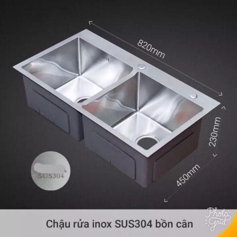 Chậu rửa bát INOX 304 Kích thước 82*45 siêu dày, chống ồn, chống bắn nước