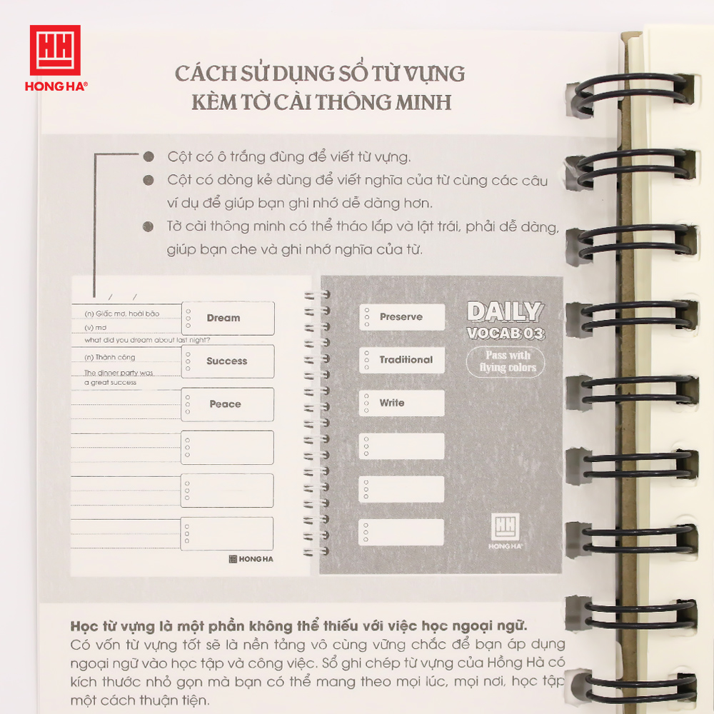 Sổ tay lò xo ghi chép học từ vựng Daily Vocab 03 Hồng Hà 200 trang - 4180