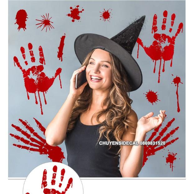 Decal trang trí tường HALLOWEEN - CẶP TAY MÁU KINH DỊ