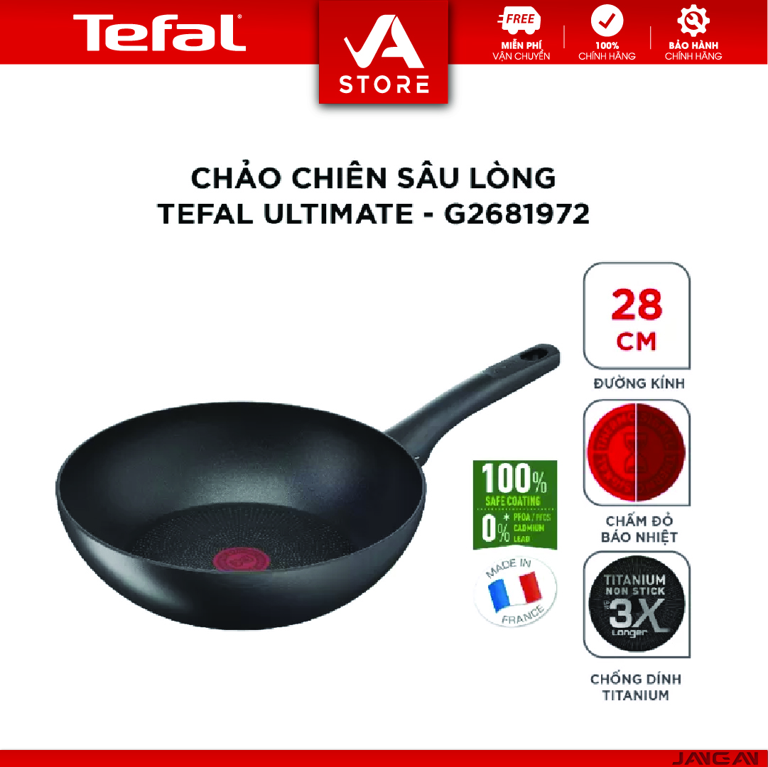 Chảo chiên sâu lồng Tefal Ultimate 28cm G2681972 - Hàng Chính Hãng