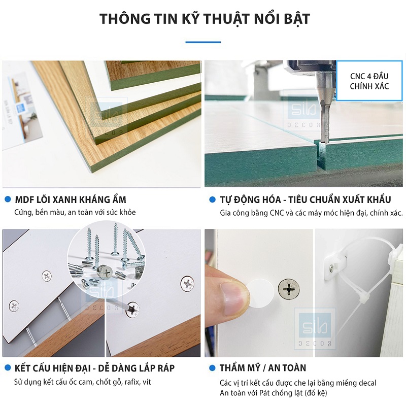 Tủ Sách 5 Tầng Đơn Giản Màu Trắng SIB Decor KS292
