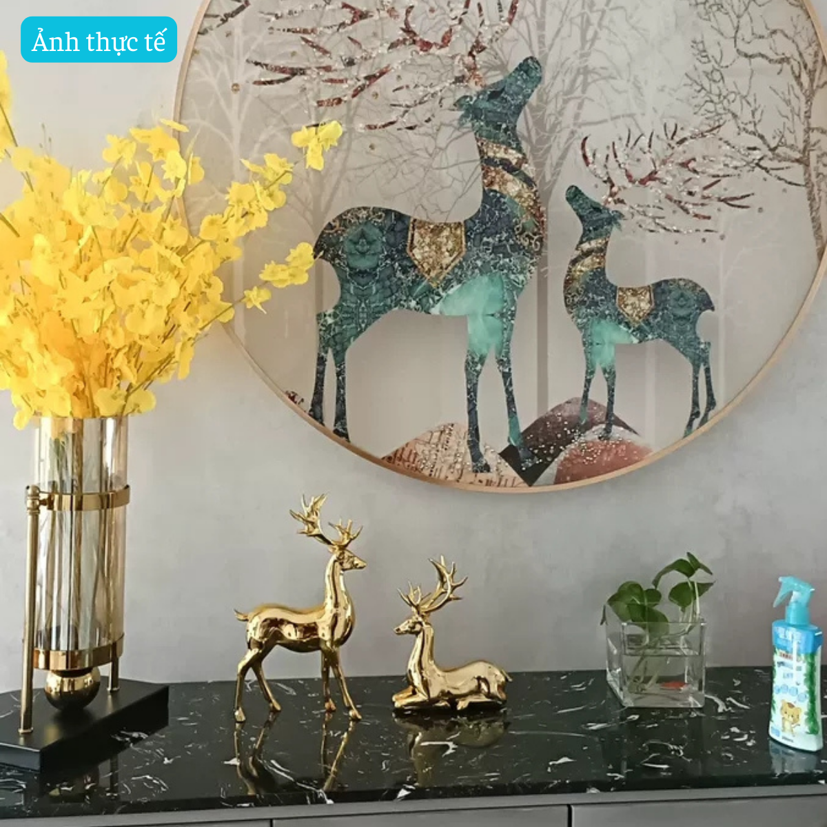 Cặp tượng hươu tình nhân mạ vàng sang trọng - Đồ trang trí nhà cửa đẹp - Mã T83