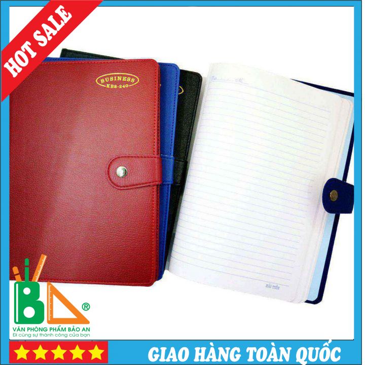 Sổ Da Cúc Bấm 6106 Bìa Da Đẹp 240 Trang Mặt Giấy Láng Mịn, Viết Êm Tay, Cho Nét Chữ Đẹp. Giấy Viết Không Nhòe, Không Thấm Mực Ra Trang Sau.