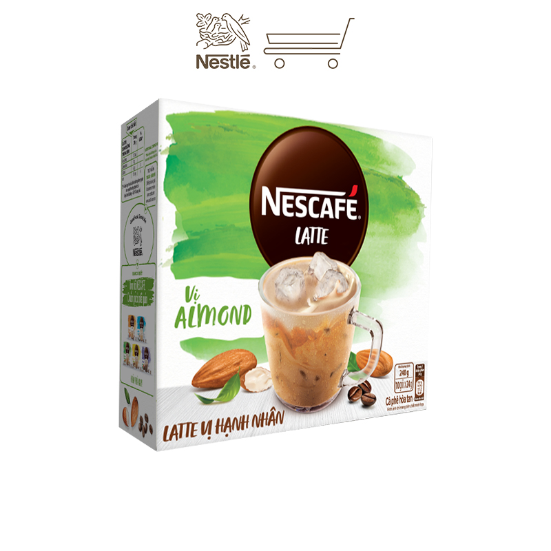 [Tặng túi du lịch đa năng] Combo 3 hộp cà phê hòa tan Nescafé Latte sữa hạt vị hạnh nhân (Hộp 10 gói x 24g)