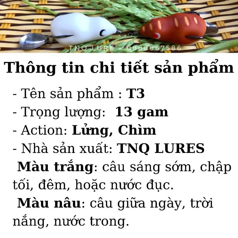 Mồi lure nhái hơi TNQ T1 (8g-Nổi) và T3 (13g-Lửng,chìm)