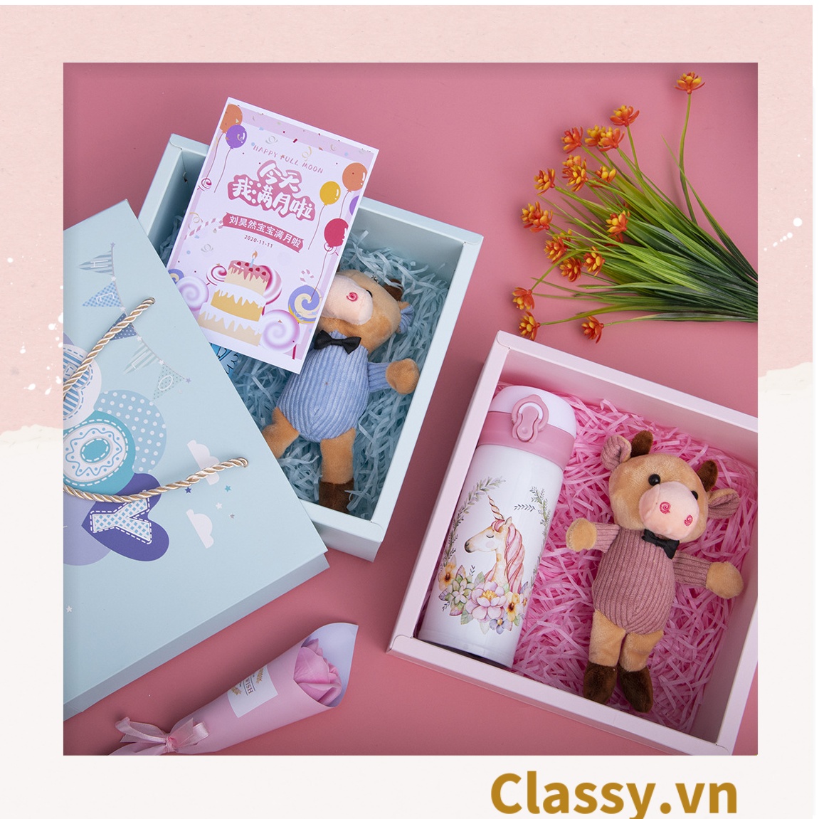 XÉ LẺ túi giấy +Hộp quà lớn quà tặng kích thước 19 * 19 * 8.5cm cho trẻ em