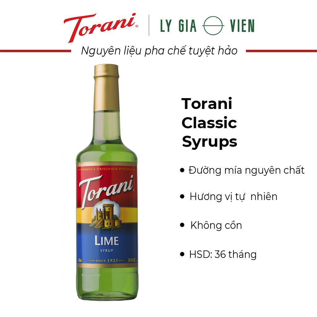 Siro Pha Chế Vị Chanh Xanh Torani Classic Lime Syrup 750ml Mỹ