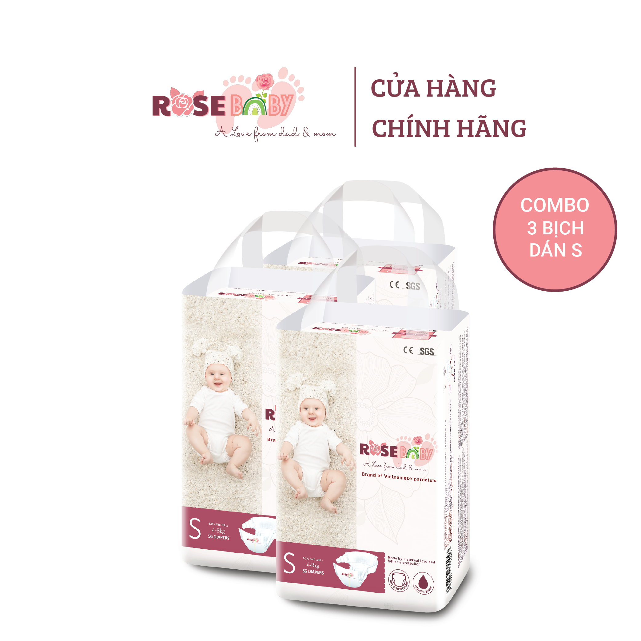 COMBO 3 BỊCH TÃ DÁN ROSEBABY S56