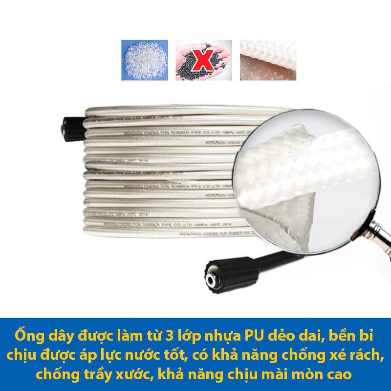 Dây rửa xe 15m áp lực cao tặng kèm khớp đồng nối dây