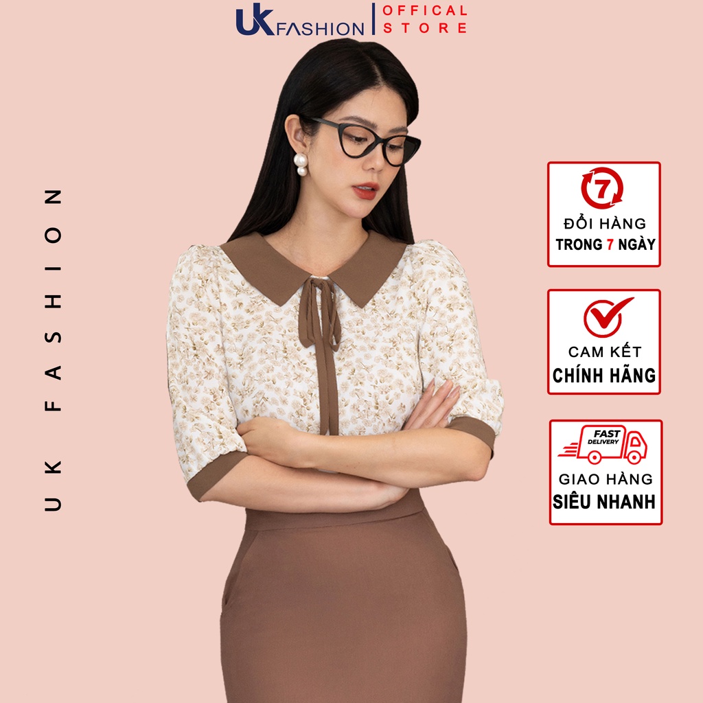 Set đồ nữ tay lỡ công sở thiết kế họa tiết hoa sang chảnh thời trang Uk Fashion vải Hàn mềm mại không nhăn NKBD2203011