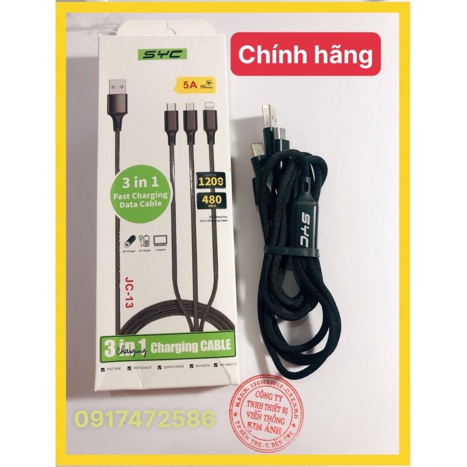 DÂY SẠC ĐA NĂNG SYC 3 ĐẦU - 5A ( I-C-V8) HÀNG CHÍNH HÃNG