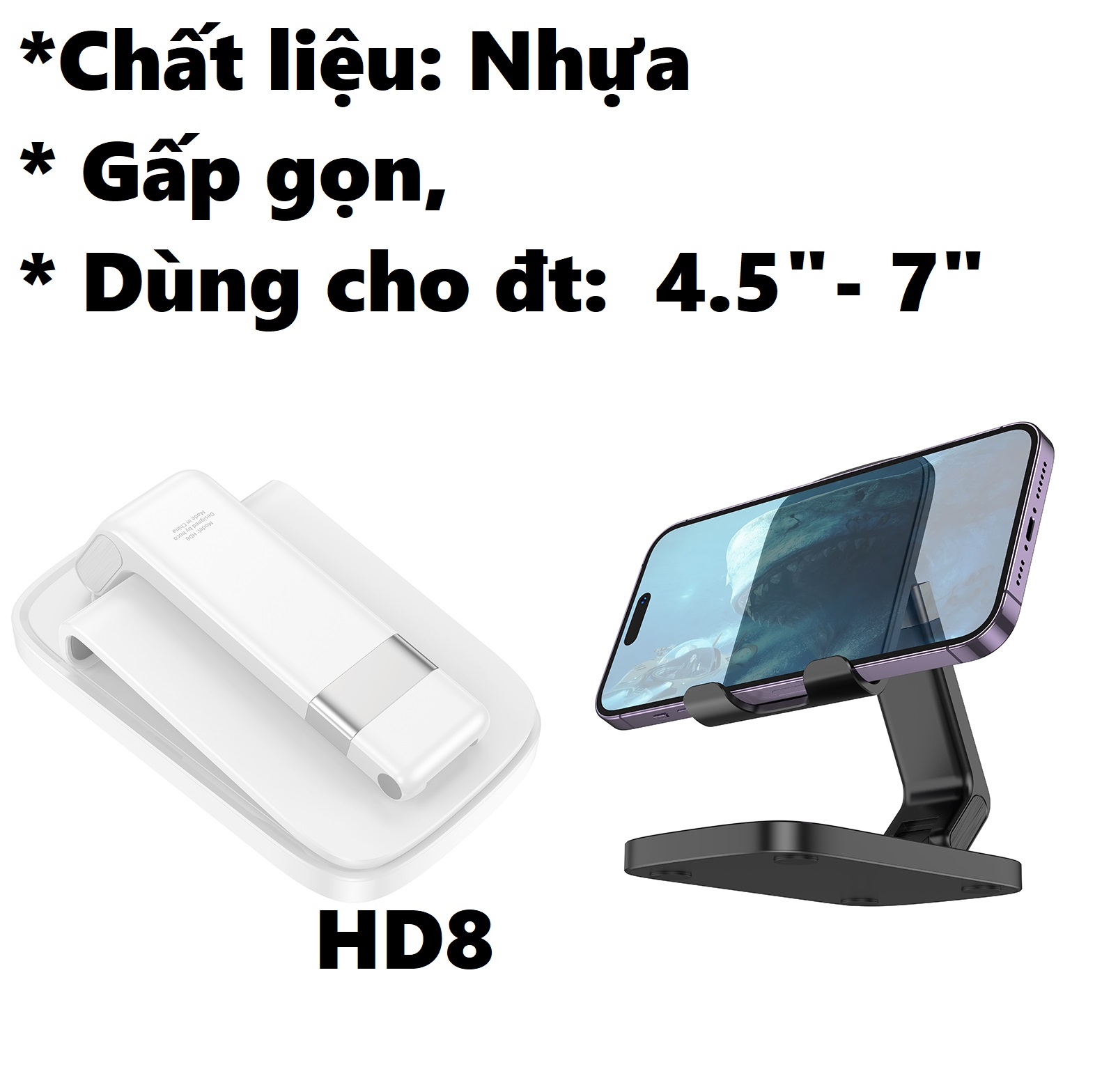 GIÁ ĐỠ ĐIỆN THOẠI ĐỂ BÀN DẠNG GẬP THIẾT KẾ 2 TRỤC CHO ĐIỆN THOẠI HOCO HD6 HD8 _ hàng chính hãng