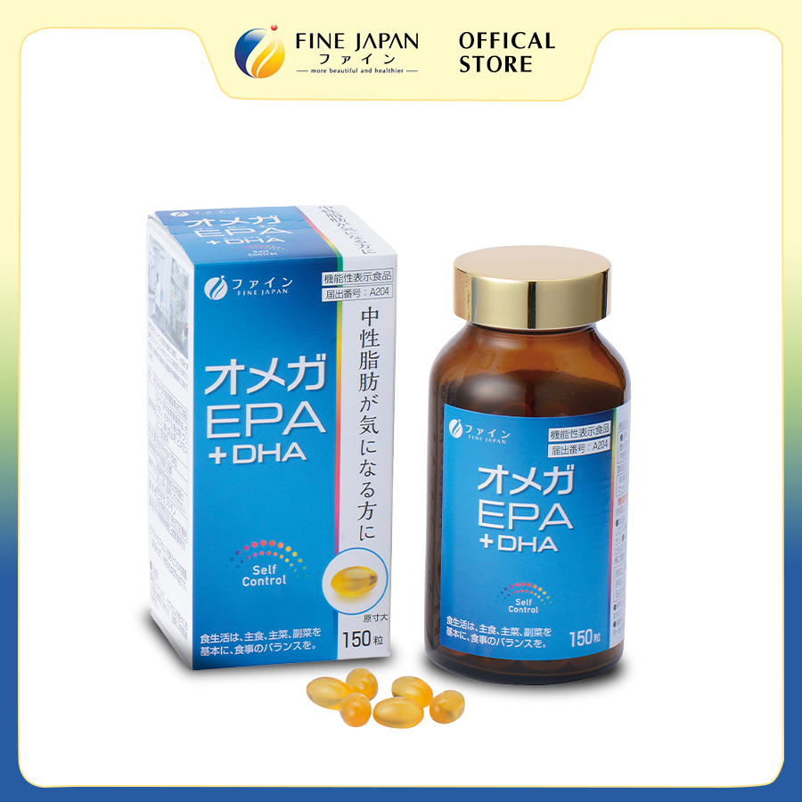 [Chức năng] Viên uống dầu cá FFC Omega EPA & DHA FINE JAPAN hỗ trợ giảm mỡ máu lọ 150 viên