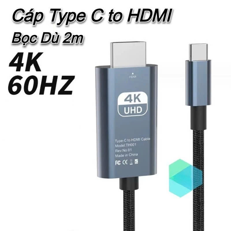 Dây Cáp Chuyển Đổi USB Type C To HDMI 4K 60Hz Dài 1.8M - Hàng Nhập Khẩu