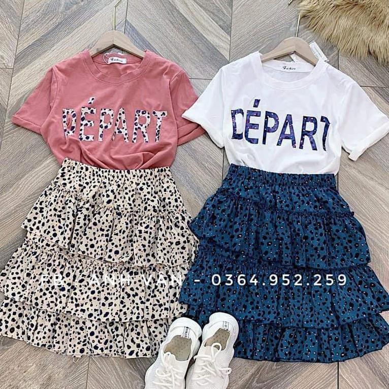 sét depart áo Cotton tàu + chân váy lụa tàu